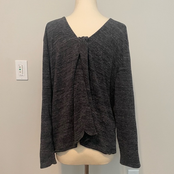 Pure Jill Twist Back Knit Top Yoga Leisure Shirt Heather Gray - Picture 4 of 5